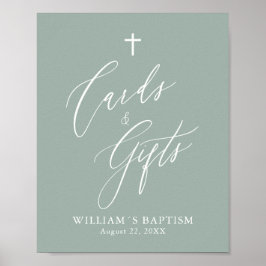 Sage Grönt Kor Boy Baptism Cards & Gifts Poster