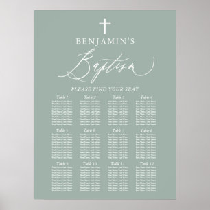 Sage Grönt Kor Boy Baptism Sittplatsdiagramskylt Poster