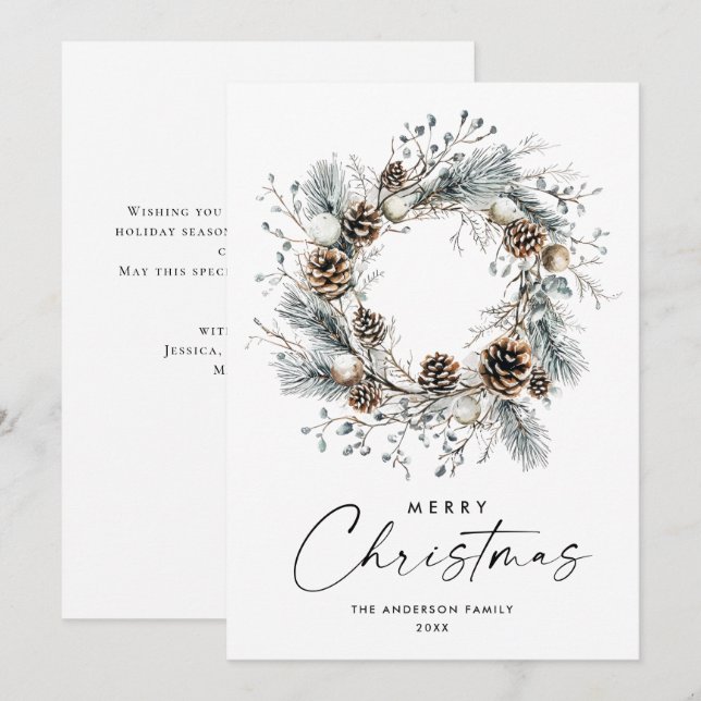 Sage Grönt Land jul, Gräs Cones Wandan Julkort (Fram/baksida)