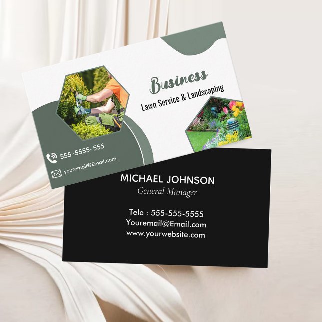 Sage Grönt Lawncare & Landscaping Service Visitkort (Sage Green Lawncare & Landscaping Service Business Card)