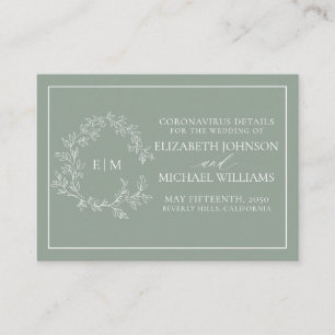 Sage Grönt Leafy Vapensköld Monogram Coronavirus D Tilläggskort
