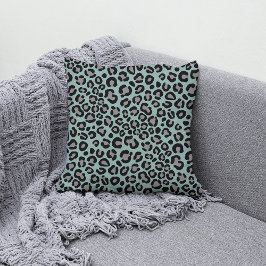 Sage Grönt Leopard Mönster Girly Cheetah Skriv ut Kudde