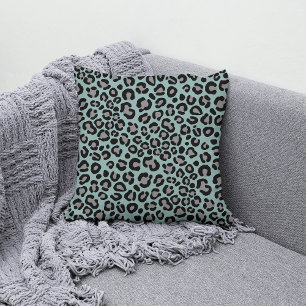 Sage Grönt Leopard Mönster Girly Cheetah Skriv ut Kudde