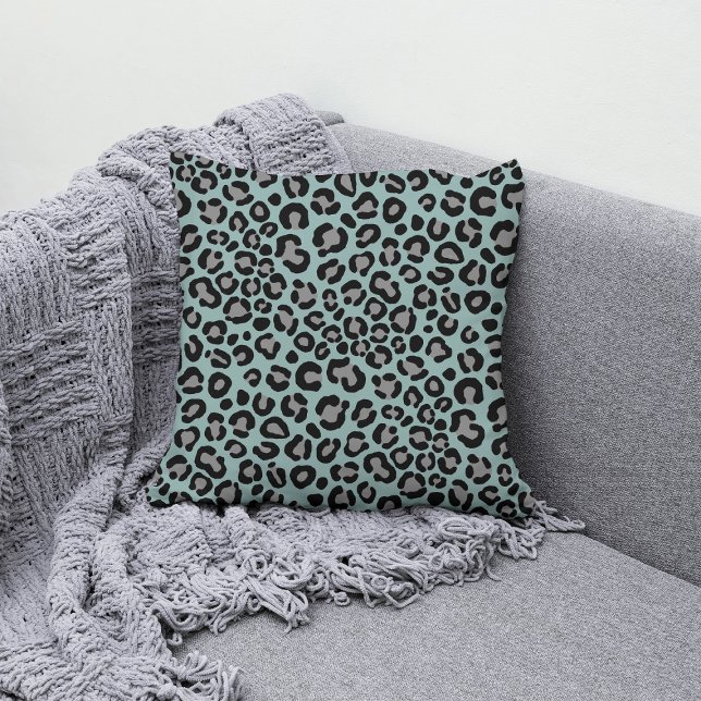 Sage Grönt Leopard Mönster Girly Cheetah Skriv ut Kudde (Skapare uppladdad)