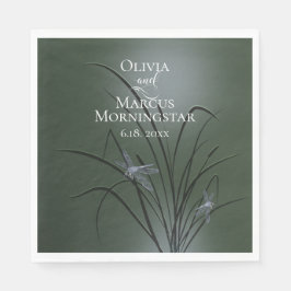 Sage Grönt Lila Dragonfly Pappersservett