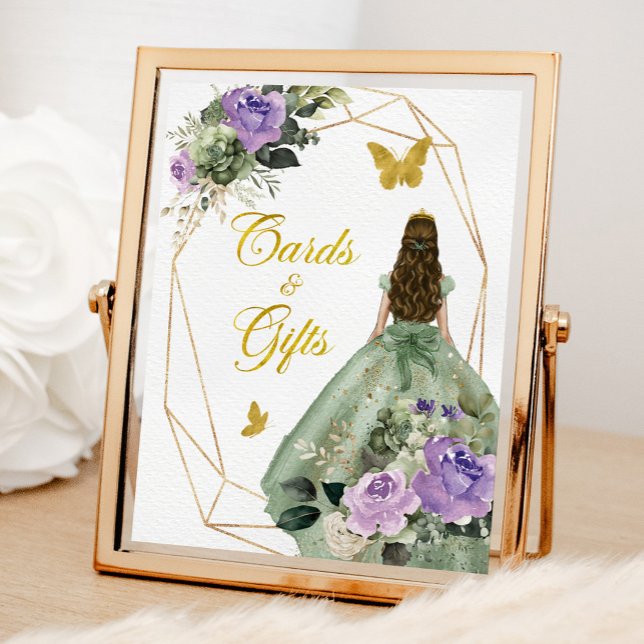 Sage Grönt Lila Quinceañera-kort och -gåvor Poster (Skapare uppladdad)