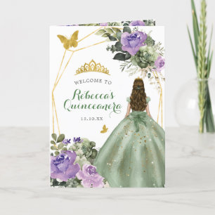 Sage Grönt Lila Quinceañera-programmall Inbjudan