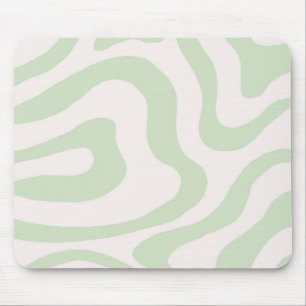 Sage Grönt Liquid Swirl Groovy Rand Y2K Mönster Musmatta