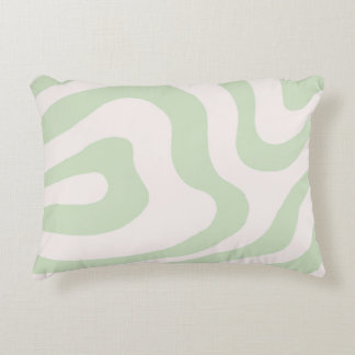 Sage Grönt Liquid Swirl Groovy Rand Y2K Mönster Prydnadskudde