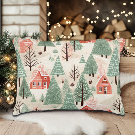 Sage Grönt Ljusare rosa Gräs Cones Tak och Träd Prydnadskudde