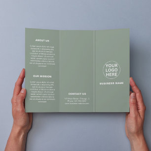 Sage Grönt Logotyp & Text l Business Trifold Broch