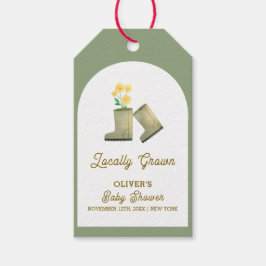 Sage Grönt lokalt Grown Blommigt Boots Baby Shower Presentetikett