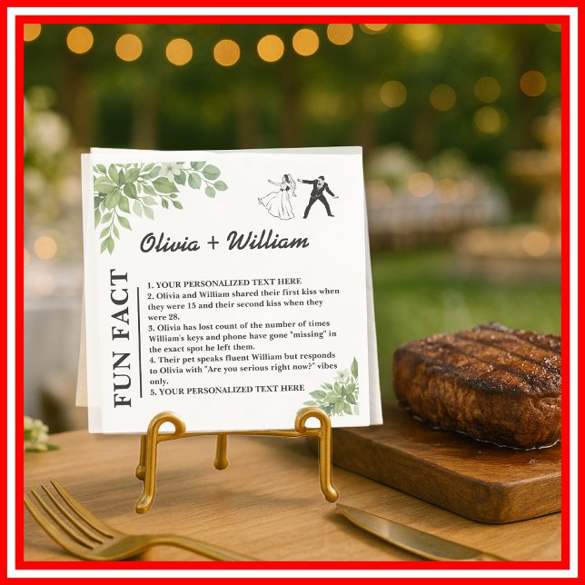 Sage Grönt Löv Greenery Roligt Fact Bröllop Pappersservett (Skapare uppladdad)