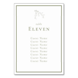 Sage Grönt Löv och Berries Bord Seskapsdiagram Bordsnummer