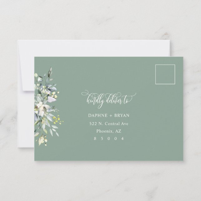 Sage Grönt Löv Responskort 4 val av måltid OSA Kort (Baksida)