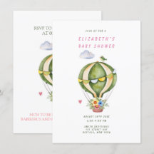 Sage Grönt Luftballong Blommigt Girl Baby Shower