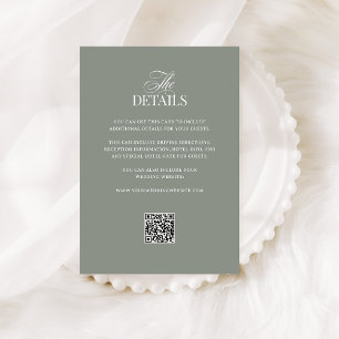 Sage Grönt Luxe Information om QR-kod Bröllop-gä Tilläggskort