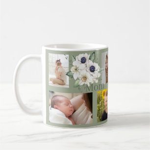 Sage Grönt Mamma Photo Collage Coffee Mugg