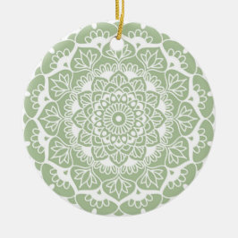 Sage Grönt Mandala Boho Chic Flower Julgransprydnad Keramik