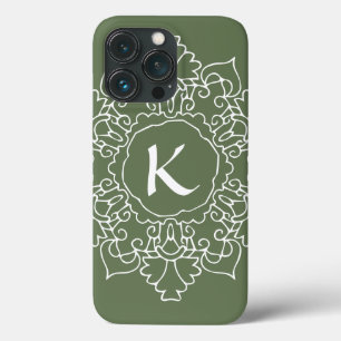 Sage Grönt Mandala Monogram Modern Simple Anpassn