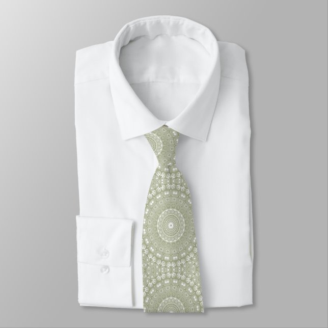 Sage Grönt Mandala Mönster Slips (Bunden)