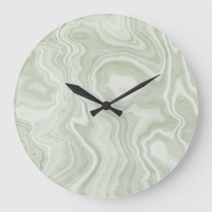 Sage Grönt Marble Acrylic Wall Clock Stor Klocka