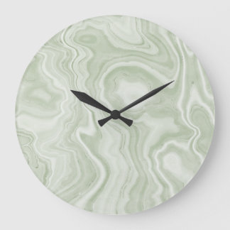 Sage Grönt Marble Acrylic Wall Clock Stor Klocka