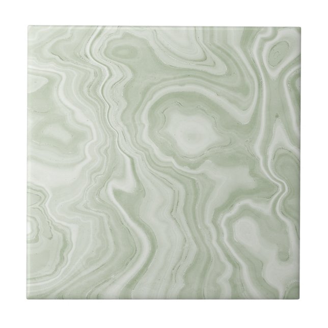 Sage Grönt Marble Ceramic Tile Kakelplatta (Framsidan)