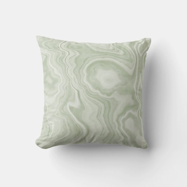 Sage Grönt Marble Dekorativ kudde (Framsida)