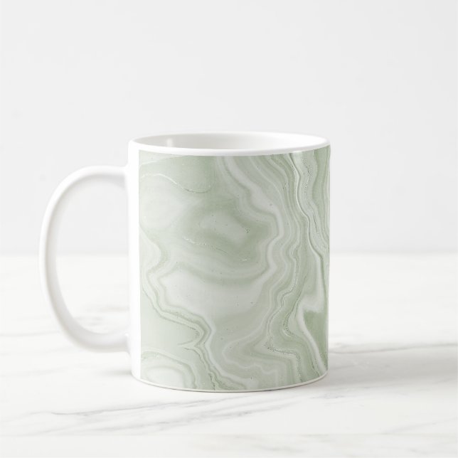 Sage Grönt Marble Kaffemugg (Vänster)