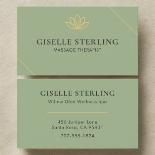Sage Grönt Massage Therapist Minimalist Lotus Visitkort