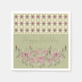 Sage Grönt med Creamy White och Ro Pappersservett