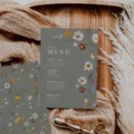 Sage Grönt Menu med Wildlofowers Meny