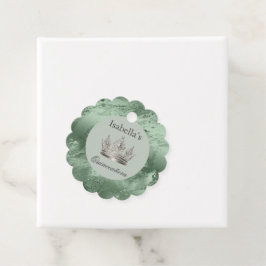 Sage Grönt Metallic Tiara Silver Quinceañera Gåvor Etiketter
