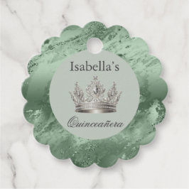 Sage Grönt Metallic Tiara Silver Quinceañera Gåvor Etiketter