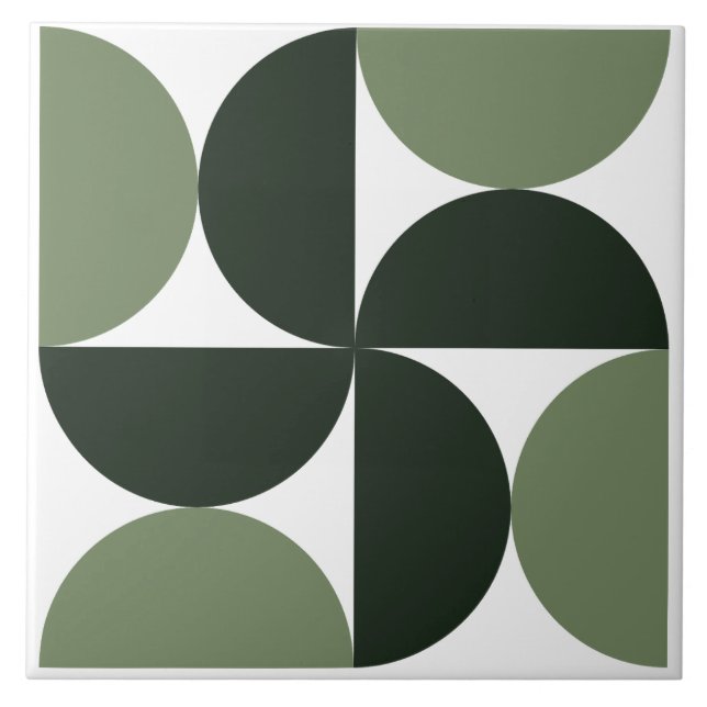 Sage Grönt Mid Century Modern Mönster Kakelplatta (Framsidan)
