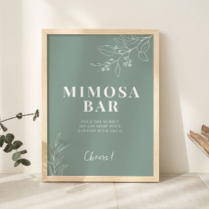 Sage Grönt Mimosa Pub Bröllop Sign Poster