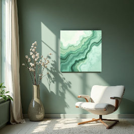 Sage Grönt Mineral Vein Abstrakt - Organiskt Moder Canvastryck