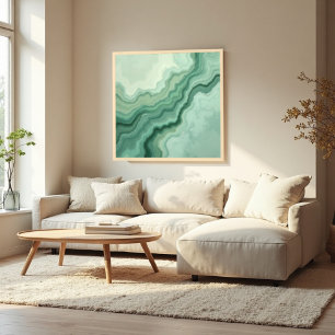 Sage Grönt Mineral Vein Abstrakt - Organiskt Moder Poster