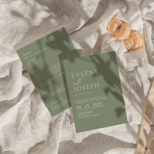 Sage Grönt Minimalist Boho allt på en Bröllop Inbjudningar (Skapare uppladdad)