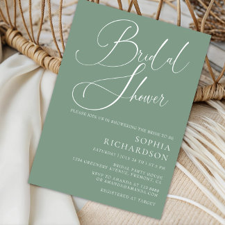 Sage Grönt Minimalist Calligraphy-Möhippa Inbjudningar