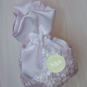 Sage Grönt minimalist & Elegant Bold Initialer Wed Runt Klistermärke