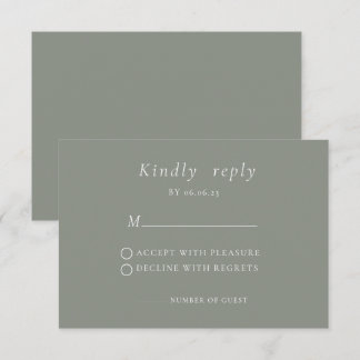 Sage grönt minimalist Elegant bröllop OSA kort