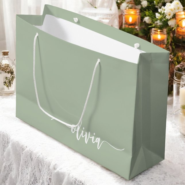 Sage Grönt Minimalist Modern Monogram-Elegant (Skapare uppladdad)