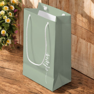 Sage Grönt Minimalist Modern Monogram-Elegant
