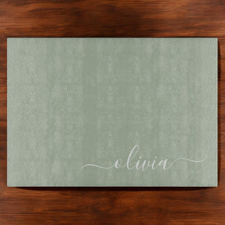 Sage Grönt Minimalist Modern Monogram-Elegant
