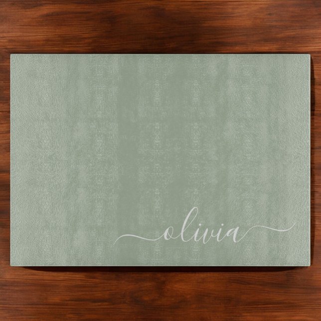 Sage Grönt Minimalist Modern Monogram-Elegant (Skapare uppladdad)