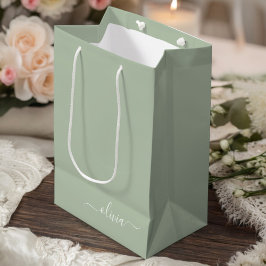 Sage Grönt Minimalist Modern Monogram-Elegant
