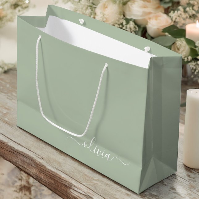 Sage Grönt Minimalist Modern Monogram-Elegant (Skapare uppladdad)