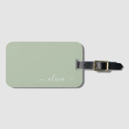 Sage Grönt Minimalist Modern Monogram-Elegant Bagagebricka